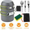 8Pcs Camping Cooking Ware Set Camping Stove Cookware Set Aluminum Pot Foldable Knife Fork Spoon Set for Hiking Picnic Outdoor