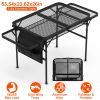 Foldable Camping Table Collapsible Picnic Aluminum Alloy Grill Stand BBQ Table with  66LBS Max Load Adjustable Height 2 Side Wing Trays Storage Net